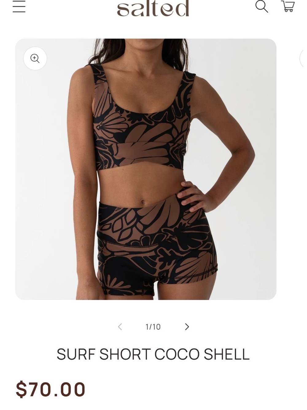 Coco Shell Surf Shorts — Brown/Black